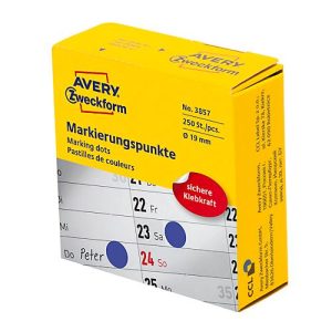 Avery Zweckform Markierungspunkte Spenderbox, permanent haftend, Dm. 19 mm, blau Avery Zweckform Markierungspunkte Spenderbox, permanent haftend, Dm. 19 mm, blau
