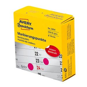 Avery Zweckform Markierungspunkte Spenderbox, permanent haftend, Dm. 19 mm, rot Avery Zweckform Markierungspunkte Spenderbox, permanent haftend, Dm. 19 mm, rot