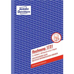 Avery Zweckform Rechnung Nr. 1731 Avery Zweckform Rechnung Nr. 1731