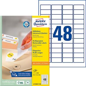 Avery Zweckform Universal-Etiketten, 4800 Etiketten, 45,7 x 21,2 mm Avery Zweckform Universal-Etiketten, 4800 Etiketten, 45,7 x 21,2 mm