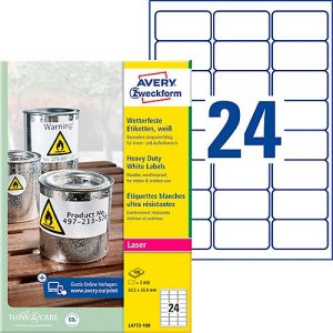 AVERY® Zweckform Wetterfeste Folien-Etiketten L4773-100, 63,5 x 33,9 mm, permanent, weiß AVERY® Zweckform Wetterfeste Folien-Etiketten L4773-100, 63,5 x 33,9 mm, permanent, weiß