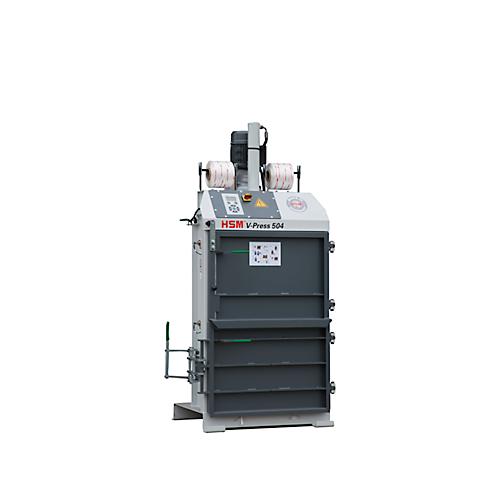 Ballenpresse HSM V-Press 504, 2 vertikale Umreifungen für Ballen bis 60 kg, geeignet für Ballenentnahmewagen, Presskraft 40 kN, Kniehebelverschluss