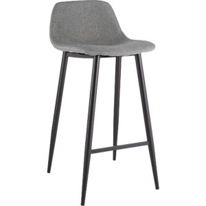 Barhocker, 2er-Set, B 500 x T 450 x H 950 mm, Fußstütze, gepolstert, schwarz, Stoffbezug grau Barhocker, 2er-Set, B 500 x T 450 x H 950 mm, Fußstütze, gepolstert, schwarz, Stoffbezug grau