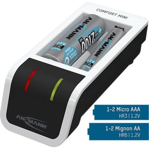 Batterieladegerät Ansmann Comfort Mini, für 1-2 Mignon AA/Micro AAA, Ladeanzeige, inkl. 2 x AA Akkus & USB-Kabel Batterieladegerät Ansmann Comfort Mini, für 1-2 Mignon AA/Micro AAA, Ladeanzeige, inkl. 2 x AA Akkus & USB-Kabel