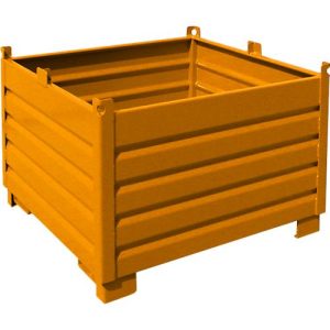 Bauer Sammelbehälter-System SBS 1000, L 1200 x B 1200 x H 850 mm, bis zu 3-fach stapelbar, lackiert, mit Transportwagen, gelborange RAL 2000 Bauer Sammelbehälter-System SBS 1000, L 1200 x B 1200 x H 850 mm, bis zu 3-fach stapelbar, lackiert, mit Transportwagen, gelborange RAL 2000