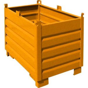 Bauer Sammelbehälter-System SBS 500, L 600 x B 1200 x H 850 mm, bis zu 3-fach stapelbar, lackiert, mit Transportwagen, gelborange RAL 2000 Bauer Sammelbehälter-System SBS 500, L 600 x B 1200 x H 850 mm, bis zu 3-fach stapelbar, lackiert, mit Transportwagen, gelborange RAL 2000