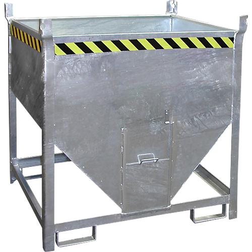 Bauer Silobehälter SGS 75, mit Schieberverschluss, L 1000 x B 1200 x H 1260 mm, 0,75 m³, bis 1000 kg, Stahl, feuerverzinkt