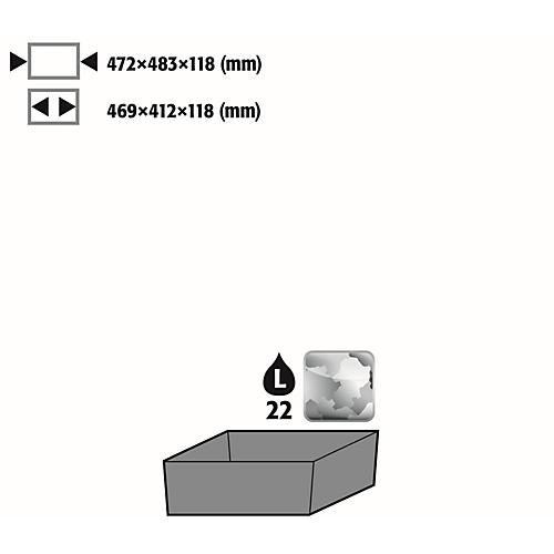 Bodenauffangwanne Stawa-R für asecos Chemikalienschränke der CS Serie, Stahlblech, B 472 x T 483 x H 118 mm, 22 l
