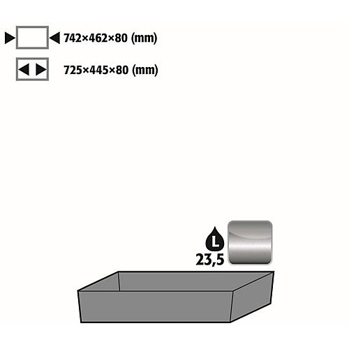 Bodenauffangwanne Stawa-R für asecos Sicherheitsschränke der Q30, Q90 und S90 Serie, Edelstahl 1.4301, B 742 x T 507 x H 83 mm, 22 l
