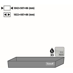 Bodenauffangwanne STAWA-R für asecos Sicherheitsschränke der Q30, Q90 und S90 Serie, Stahlblech, lichtgrau, B 1042 x T 507 x H 86 mm, 33 l Bodenauffangwanne STAWA-R für asecos Sicherheitsschränke der Q30, Q90 und S90 Serie, Stahlblech, lichtgrau, B 1042 x T 507 x H 86 mm, 33 l