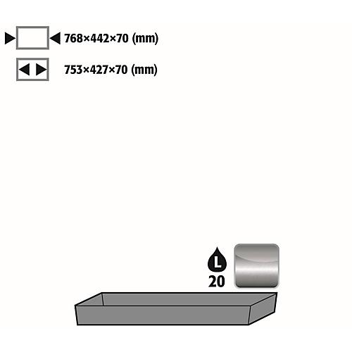 Bodenauffangwanne Stawa-R für asecos Sicherheitsschränke der UB90 Serie, Edelstahl 1.4301, B 768 x T 442 x H 90 mm, 22 l