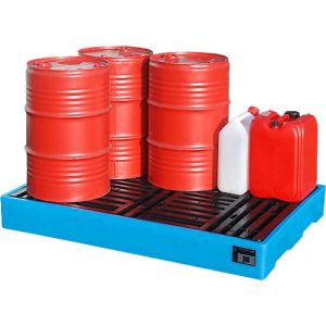 Bodenschutzwanne BW P-PE150, PE, 150 l, L 1260 x B 860 x H 150 mm, mit Gitterrost, blau Bodenschutzwanne BW P-PE150, PE, 150 l, L 1260 x B 860 x H 150 mm, mit Gitterrost, blau