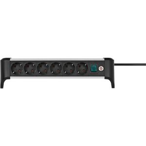 Brennenstuhl Alu-Office-Line 6-fach-Steckdosenleiste, 6 Schutzkontakt-Steckdosen, 45°-Anordnung, 3 m Kabel, L 385 x B 115 x T 105 mm, schwarz/silber Brennenstuhl Alu-Office-Line 6-fach-Steckdosenleiste, 6 Schutzkontakt-Steckdosen, 45°-Anordnung, 3 m Kabel, L 385 x B 115 x T 105 mm, schwarz/silber