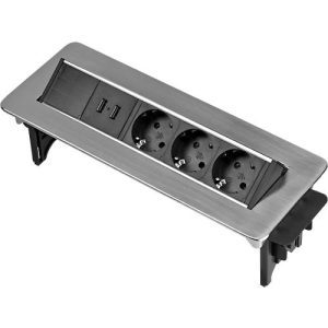 Brennenstuhl Indesk Power USB-Charger, 3 Schutzkontakt-Steckdosen, 2 USB-Ladebuchsen, versenkbar, 2 m Kabel, silber/schwarz Brennenstuhl Indesk Power USB-Charger, 3 Schutzkontakt-Steckdosen, 2 USB-Ladebuchsen, versenkbar, 2 m Kabel, silber/schwarz