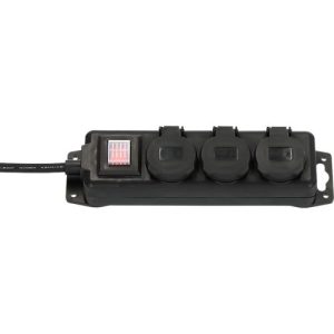 Brennenstuhl Outdoor Steckdosenleiste, 3-fach, mit Schalter, 2 m Kabel, selbstschließende Deckel, IP44, L 60 x B 340 x T 115 mm, schwarz Brennenstuhl Outdoor Steckdosenleiste, 3-fach, mit Schalter, 2 m Kabel, selbstschließende Deckel, IP44, L 60 x B 340 x T 115 mm, schwarz