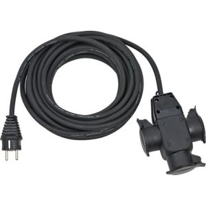 Brennenstuhl Verlängerungskabel, 10 m, 3 Schuko-Steckdosen, 3-fach-Gummikupplung, Klappdeckel, IP44, schwarz Brennenstuhl Verlängerungskabel, 10 m, 3 Schuko-Steckdosen, 3-fach-Gummikupplung, Klappdeckel, IP44, schwarz