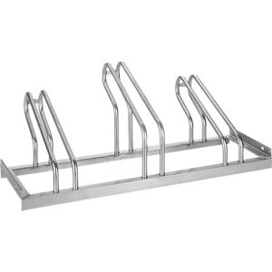 Bügelparker, 1-seitig, für Reifen bis B 55 mm, B 1050 x T 540 x H 500 mm, Stahl feuerverzinkt, 3 Einstellplätze, montiert Bügelparker, 1-seitig, für Reifen bis B 55 mm, B 1050 x T 540 x H 500 mm, Stahl feuerverzinkt, 3 Einstellplätze, montiert