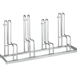 Bügelparker, 1-seitig, für Reifen bis B 55 mm, B 1400 x T 1850 x H 740 mm, Stahl feuerverzinkt, 4 Einstellplätze, zerlegt Bügelparker, 1-seitig, für Reifen bis B 55 mm, B 1400 x T 1850 x H 740 mm, Stahl feuerverzinkt, 4 Einstellplätze, zerlegt