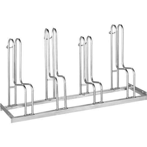 Bügelparker, 1-seitig, für Reifen bis B 55 mm, B 1400 x T 1850 x H 740 mm, Stahl feuerverzinkt, 4 Einstellplätze, zerlegt