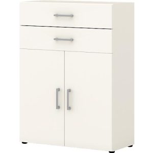 Bürokommode TEMPIO, aus Holz, 2 Türen, 2 Schubkästen, 3 OH, B 800 x T 340 x H 1070 mm, weiß/weiß Bürokommode TEMPIO, aus Holz, 2 Türen, 2 Schubkästen, 3 OH, B 800 x T 340 x H 1070 mm, weiß/weiß