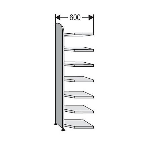Büroregal Dante®, Eckregalfeld, H 2600 x B 600 mm, ohne Rückwand, weiß
