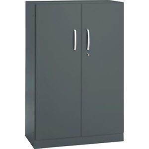 Büroschrank, 3OH, abschließbar, mit aufliegenden Türen, B 800 mm, Basaltgrau Büroschrank, 3OH, abschließbar, mit aufliegenden Türen, B 800 mm, Basaltgrau