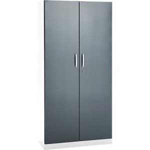 Büroschrank, 5 OH, abschließbar, mit aufliegenden Türen, B 950 mm, Basaltgrau/Verkehrsweiß Büroschrank, 5 OH, abschließbar, mit aufliegenden Türen, B 950 mm, Basaltgrau/Verkehrsweiß