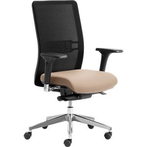 Bürostuhl WIKI, mit Armlehnen, Netz-Rücken, Gestell Aluminium poliert, beige Bürostuhl WIKI, mit Armlehnen, Netz-Rücken, Gestell Aluminium poliert, beige