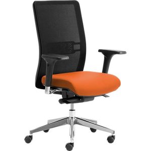 Bürostuhl WIKI, mit Armlehnen, Netz-Rücken, Gestell Aluminium poliert, orange Bürostuhl WIKI, mit Armlehnen, Netz-Rücken, Gestell Aluminium poliert, orange