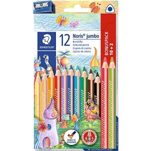 Buntstifte Staedtler Noris® jumbo 128, 3-Kant, ABS-Minenschutz, Sternchendesign & Namensfeld, FSC®-zertifiziert, farbsortiert, 12 Stück + Anspitzer Buntstifte Staedtler Noris® jumbo 128, 3-Kant, ABS-Minenschutz, Sternchendesign & Namensfeld, FSC®-zertifiziert, farbsortiert, 12 Stück + Anspitzer