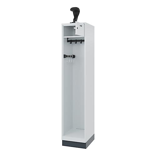 C+P Feuerwehrspind Evolo, Modell PRAKTUS, 1 Abteil, H 1950 x B 400 x T 500 mm, Sockel, lichtgrau RAL 7035