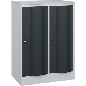 C+P Garderobenschrank Resisto, 2 Abteile, 2 Fächer, B 772 x T 540 x H 1077 mm, Lichtgrau/Anthrazitgrau C+P Garderobenschrank Resisto, 2 Abteile, 2 Fächer, B 772 x T 540 x H 1077 mm, Lichtgrau/Anthrazitgrau
