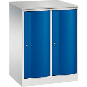 C+P Garderobenschrank Resisto, 2 Abteile, 2 Fächer, B 772 x T 540 x H 1077 mm, Lichtgrau/Enzianblau C+P Garderobenschrank Resisto, 2 Abteile, 2 Fächer, B 772 x T 540 x H 1077 mm, Lichtgrau/Enzianblau