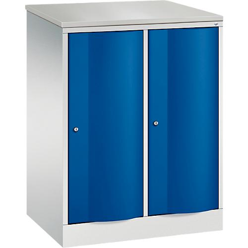 C+P Garderobenschrank Resisto, 2 Abteile, 2 Fächer, B 772 x T 540 x H 1077 mm, Lichtgrau/Enzianblau