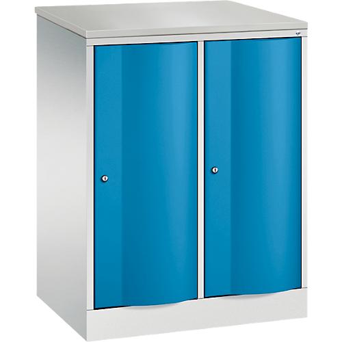 C+P Garderobenschrank Resisto, 2 Abteile, 2 Fächer, B 772 x T 540 x H 1077 mm, Lichtgrau/Lichtblau