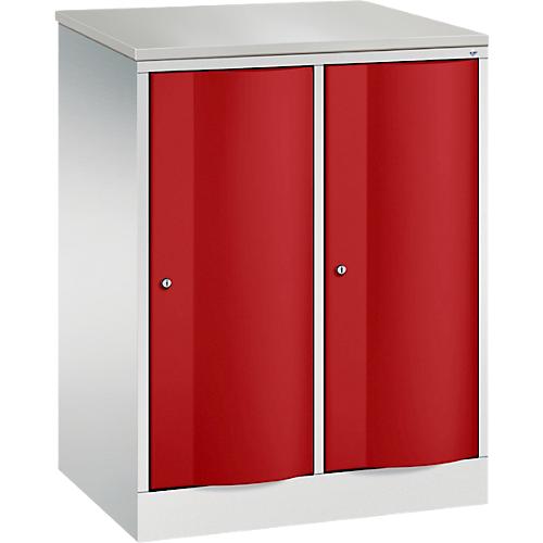 C+P Garderobenschrank Resisto, 2 Abteile, 2 Fächer, B 772 x T 540 x H 1077 mm, Lichtgrau/Rubinrot