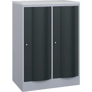 C+P Garderobenschrank Resisto, 2 Abteile, 2 Fächer, B 772 x T 540 x H 1077 mm, Weißalu/Anthrazitgrau C+P Garderobenschrank Resisto, 2 Abteile, 2 Fächer, B 772 x T 540 x H 1077 mm, Weißalu/Anthrazitgrau
