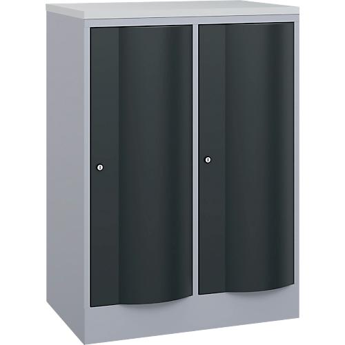 C+P Garderobenschrank Resisto, 2 Abteile, 2 Fächer, B 772 x T 540 x H 1077 mm, Weißalu/Anthrazitgrau