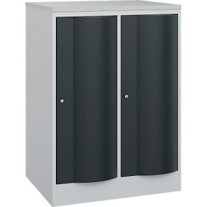 C+P Garderobenschrank Resisto, 2 Abteile, 2 Fächer, B 772 x T 640 x H 1077 mm, Lichtgrau/Anthrazitgrau C+P Garderobenschrank Resisto, 2 Abteile, 2 Fächer, B 772 x T 640 x H 1077 mm, Lichtgrau/Anthrazitgrau