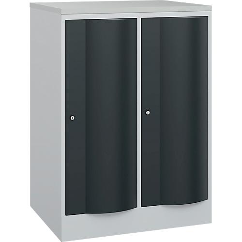 C+P Garderobenschrank Resisto, 2 Abteile, 2 Fächer, B 772 x T 640 x H 1077 mm, Lichtgrau/Anthrazitgrau