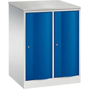 C+P Garderobenschrank Resisto, 2 Abteile, 2 Fächer, B 772 x T 640 x H 1077 mm, Lichtgrau/Enzianblau C+P Garderobenschrank Resisto, 2 Abteile, 2 Fächer, B 772 x T 640 x H 1077 mm, Lichtgrau/Enzianblau