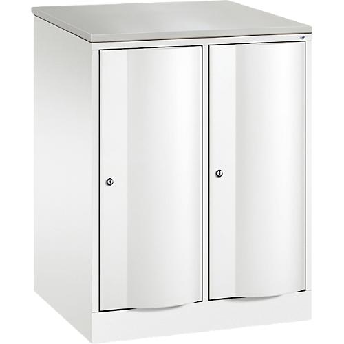 C+P Garderobenschrank Resisto, 2 Abteile, 2 Fächer, B 772 x T 640 x H 1077 mm, Verkehrsweiß