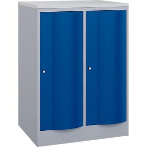 C+P Garderobenschrank Resisto, 2 Abteile, 2 Fächer, B 772 x T 640 x H 1077 mm, Weißalu/Enzianblau C+P Garderobenschrank Resisto, 2 Abteile, 2 Fächer, B 772 x T 640 x H 1077 mm, Weißalu/Enzianblau