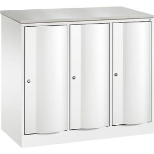 C+P Garderobenschrank Resisto, 3 Abteile, 3 Fächer, B 1148 x T 540 x H 1077 mm, Verkehrsweiß C+P Garderobenschrank Resisto, 3 Abteile, 3 Fächer, B 1148 x T 540 x H 1077 mm, Verkehrsweiß
