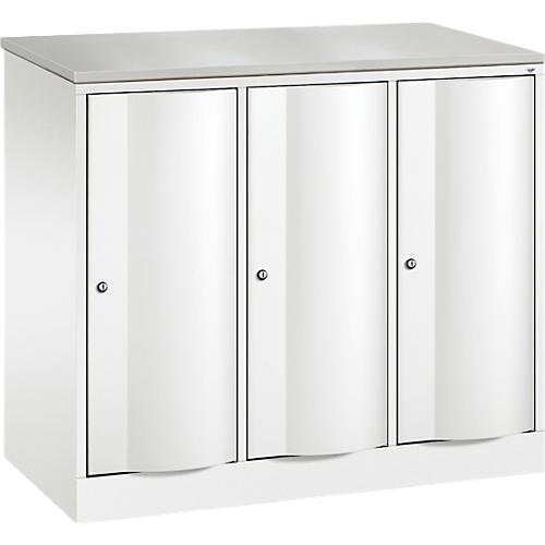 C+P Garderobenschrank Resisto, 3 Abteile, 3 Fächer, B 1148 x T 540 x H 1077 mm, Verkehrsweiß