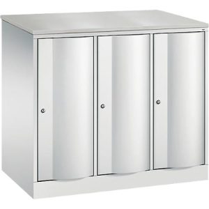 C+P Garderobenschrank Resisto, 3 Abteile, 3 Fächer, B 1148 x T 640 x H 1077 mm, Lichtgrau C+P Garderobenschrank Resisto, 3 Abteile, 3 Fächer, B 1148 x T 640 x H 1077 mm, Lichtgrau