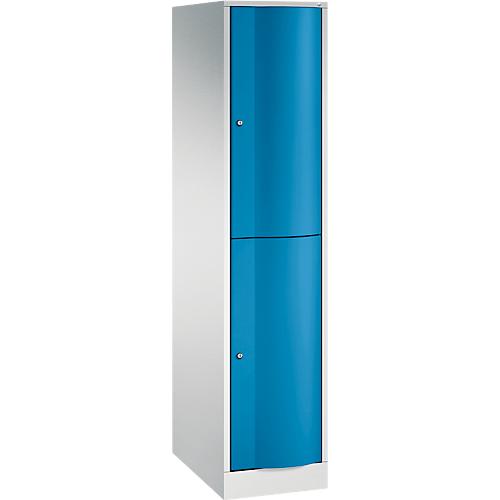 C+P Garderobenspind Resisto, 1 Abteil, 2 Fächer, B 396 x T 640 x H 1950 mm, Lichtgrau/Clowngrün