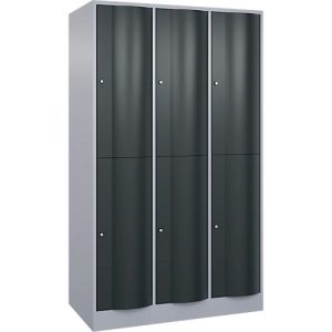 C+P Garderobenspind Resisto, 3 Abteile, 6 Fächer, B 1148 x T 640 x H 1950 mm, Weißalu/Anthrazitgrau C+P Garderobenspind Resisto, 3 Abteile, 6 Fächer, B 1148 x T 640 x H 1950 mm, Weißalu/Anthrazitgrau