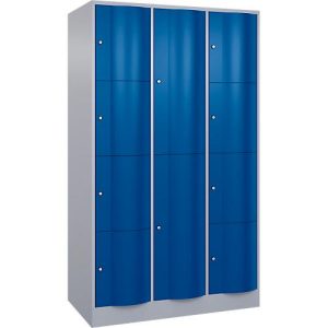 C+P Kombi-Schließfachschrank Resisto, 3 Abteile, 10 Fächer, B 1148 x T 640 x H 1950 mm, Weißalu/Enzianblau C+P Kombi-Schließfachschrank Resisto, 3 Abteile, 10 Fächer, B 1148 x T 640 x H 1950 mm, Weißalu/Enzianblau