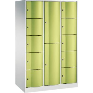 C+P Kombi-Schließfachschrank Resisto, 3 Abteile, 12 Fächer, B 1148 x T 640 x H 1950 mm, Lichtgrau/Clowngrün C+P Kombi-Schließfachschrank Resisto, 3 Abteile, 12 Fächer, B 1148 x T 640 x H 1950 mm, Lichtgrau/Clowngrün